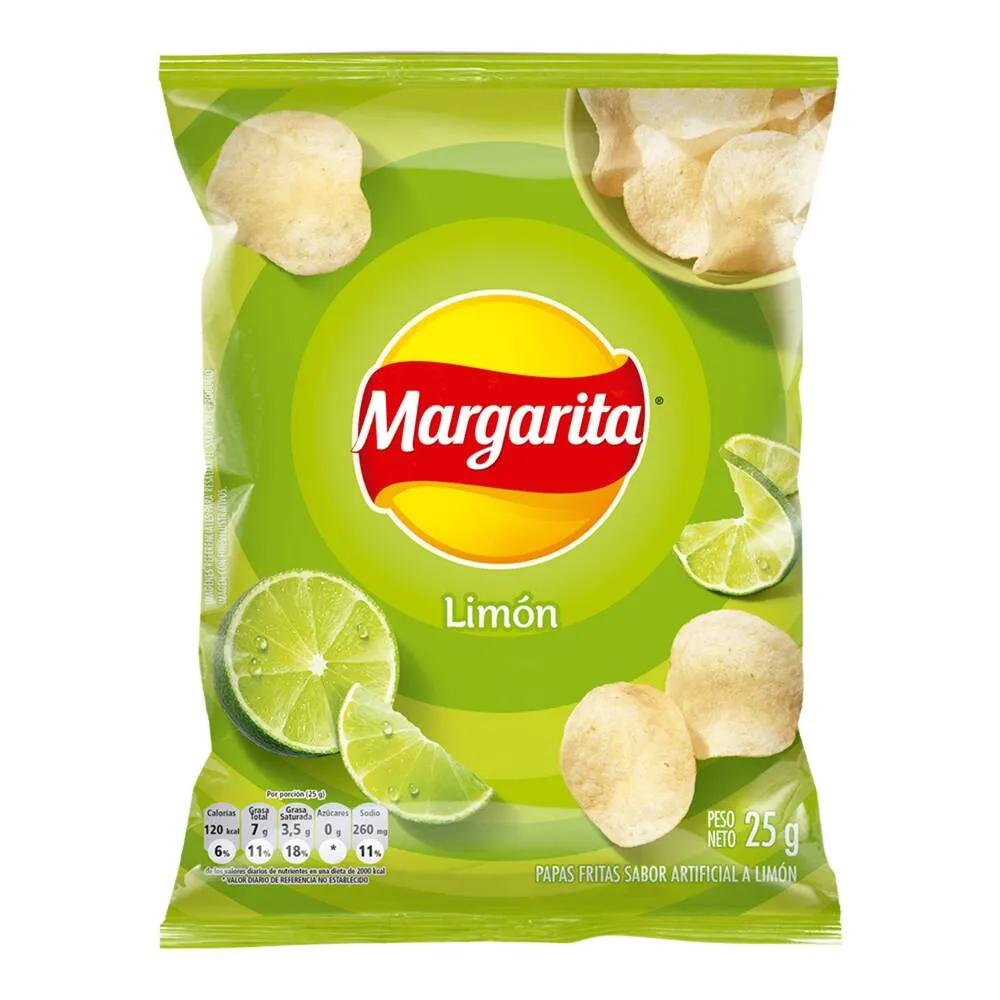 Frito Lay Margarita Potato Chips Lemon Flavor Crunchy Limon Snacks Bag - 105g