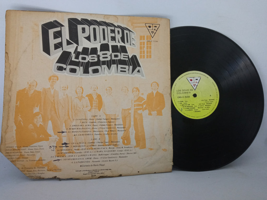 Los Ocho De Colombia El Poder De Los 8 Orbe Prom Disko Vinyl LP Record Cumbia