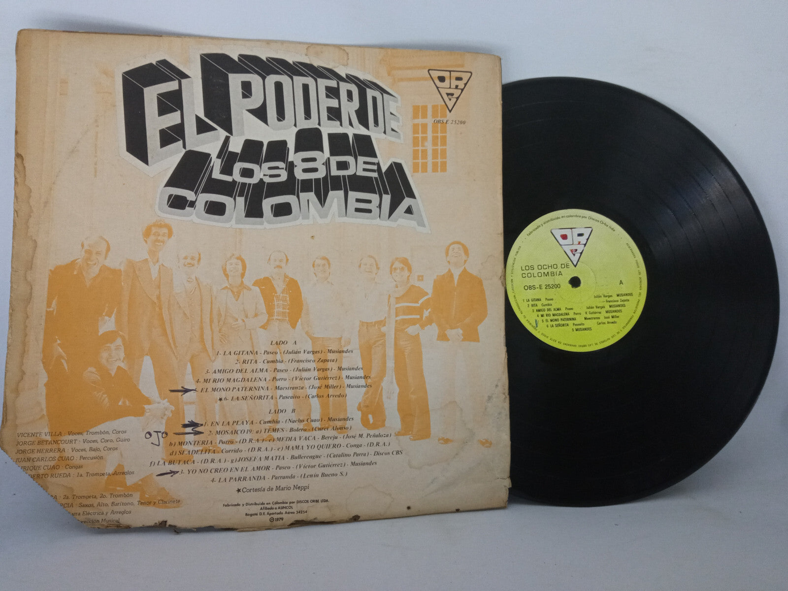 Los Ocho De Colombia El Poder De Los 8 Orbe Prom Disko Vinyl LP Record Cumbia