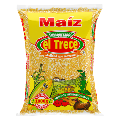El Trece Cuchuco de Maiz Amarillo Yellow Thick Milled Corn Grains Blend - 1 Kg