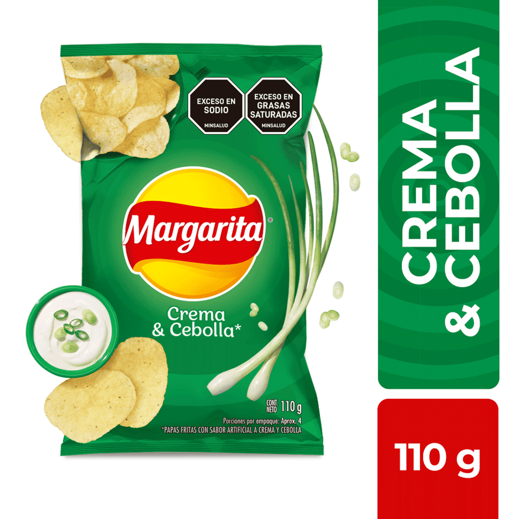 Frito Lay Margarita Potato Chips Cream and Onion Flavor Savory Snack Bag - 110g