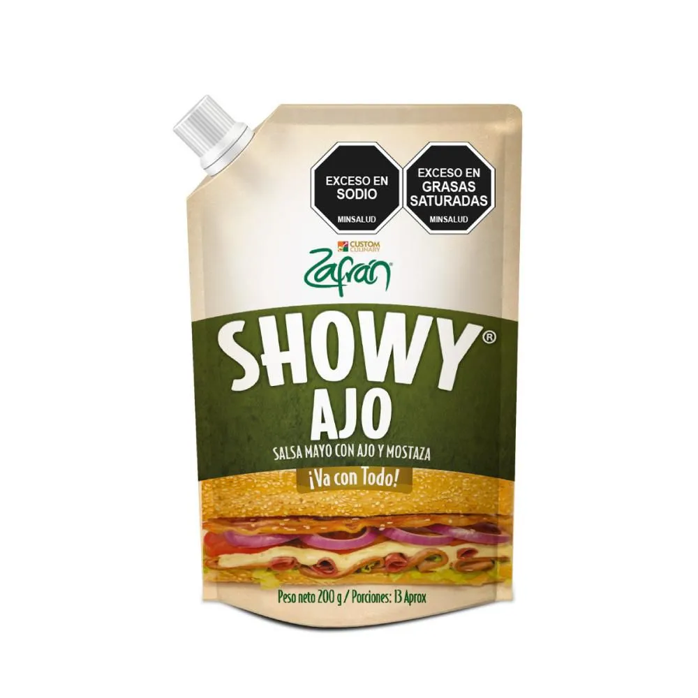 Zafran Showy Garlic Sauce Salsa Showy Ajo Doypack Creamy Garlic Dip - 200g