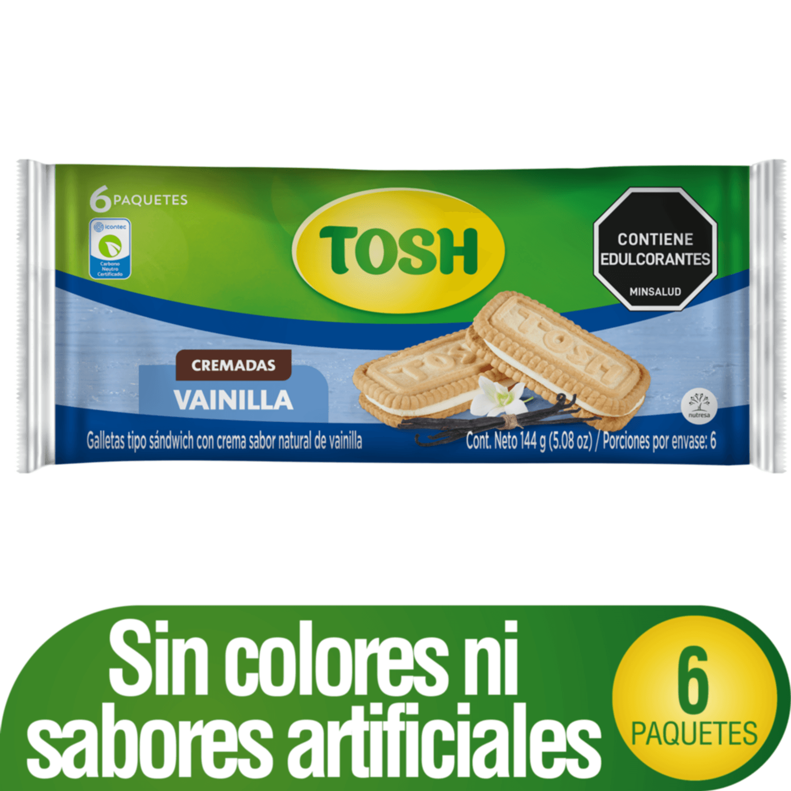 Tosh Light Vanilla Cookies Pack Healthy Grain Sweet Biscuit Snacks 6u 144g
