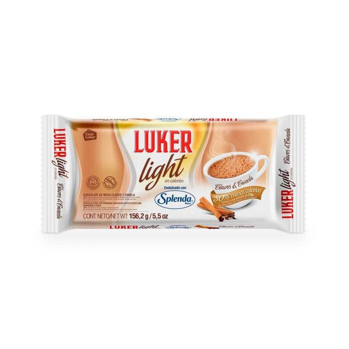 Luker Light Cinnamon Cloves Hot Chocolate Bar Sugar Free Canela Cocoa - 156g