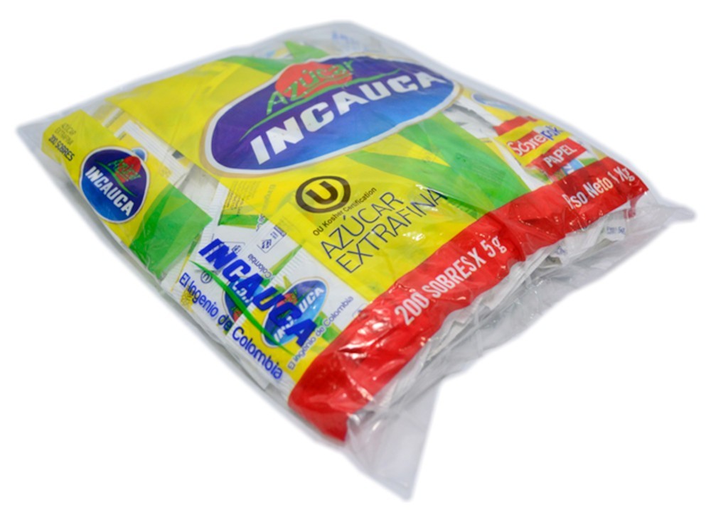 Incauca White Sugar Tubipack Single Paper Packets Coffee Sweetener 200u x 5g