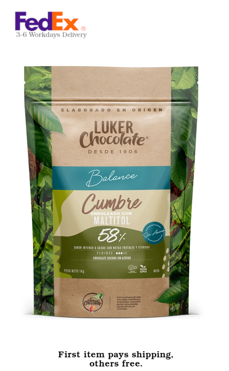 Luker Pure Semi Bitter Chocolate 58% Semi Amargo Baking Cocoa Blocks - 1kg