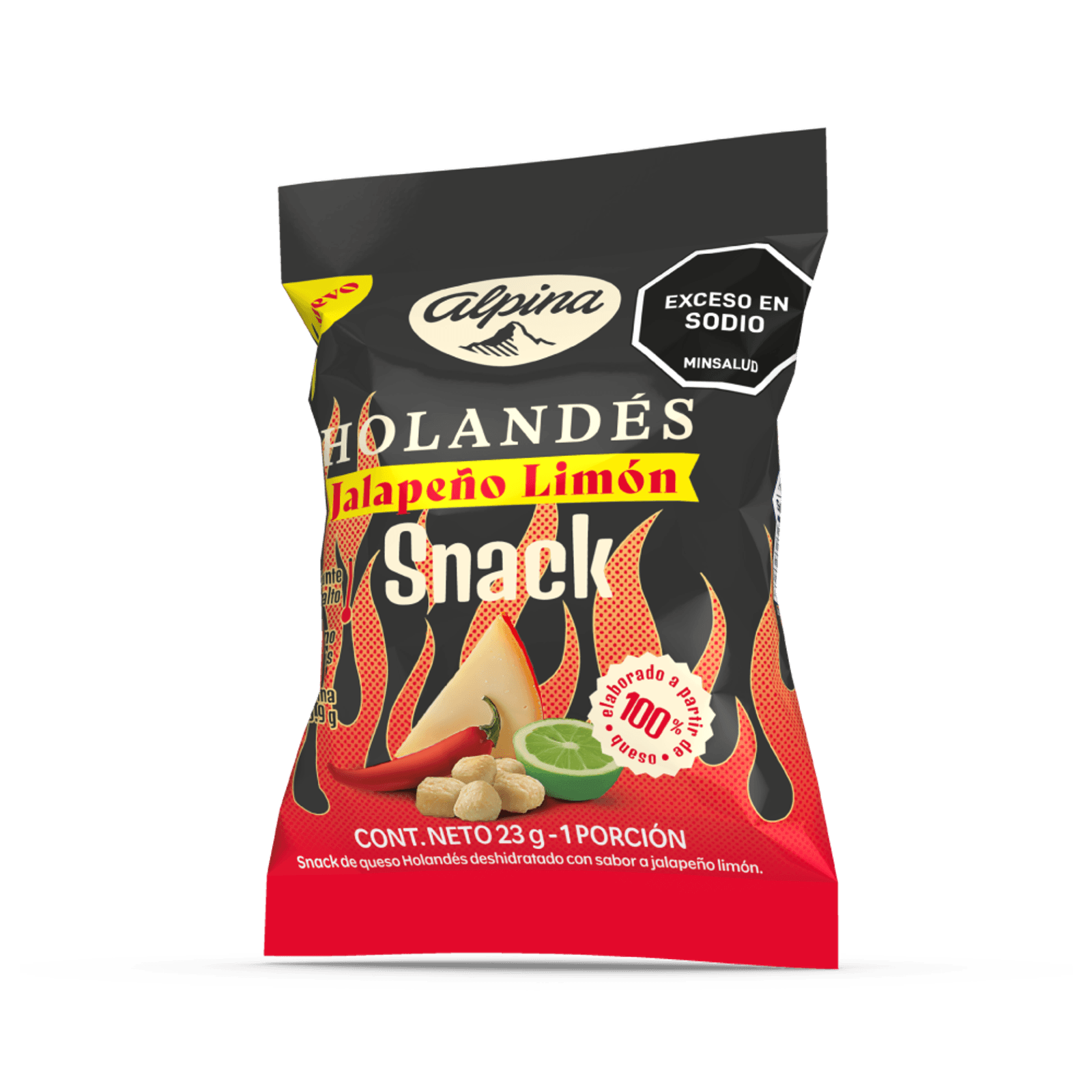 Alpina Dehydrated Jalapeno Lemon Cheese Snack Queso Jalapeno Limon Crunchy 23g