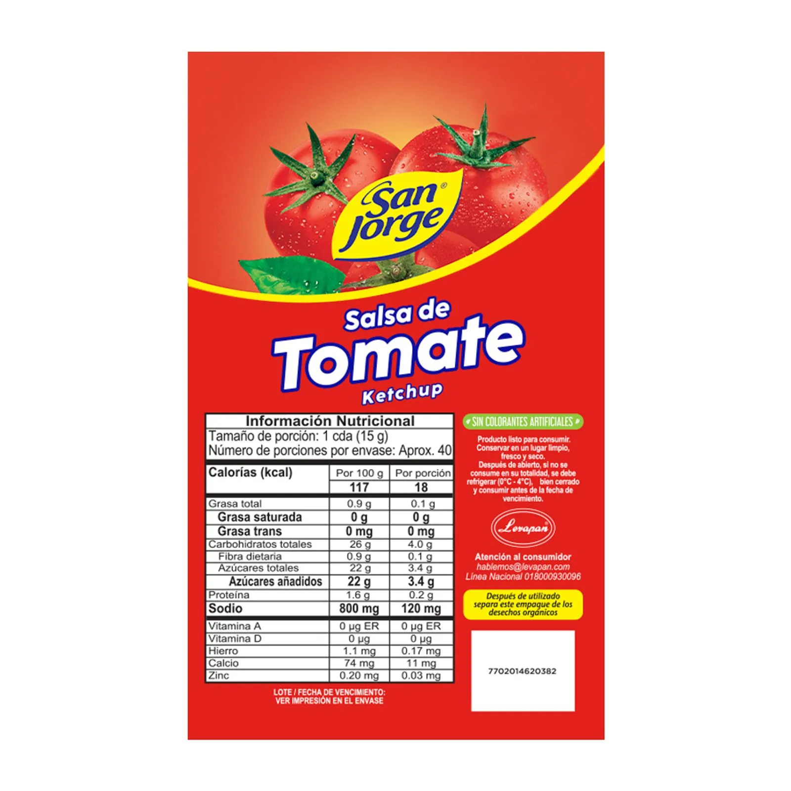 San Jorge Ketchup Sauce Salsa de Tomate Doypack Classic Tomato Base - 380g