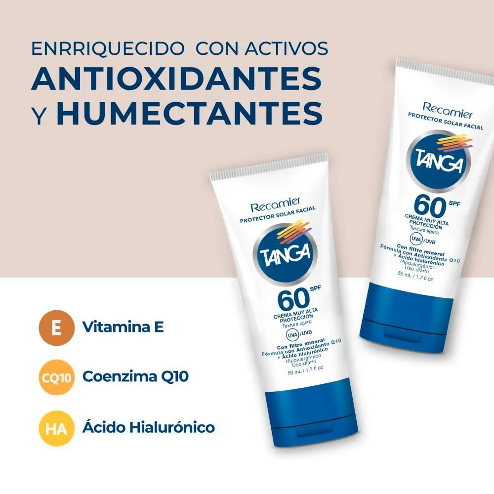 Recamier Tanga Facial Sunscreen SPF 60 Anti-Aging Q10 Sunblock - 50ml