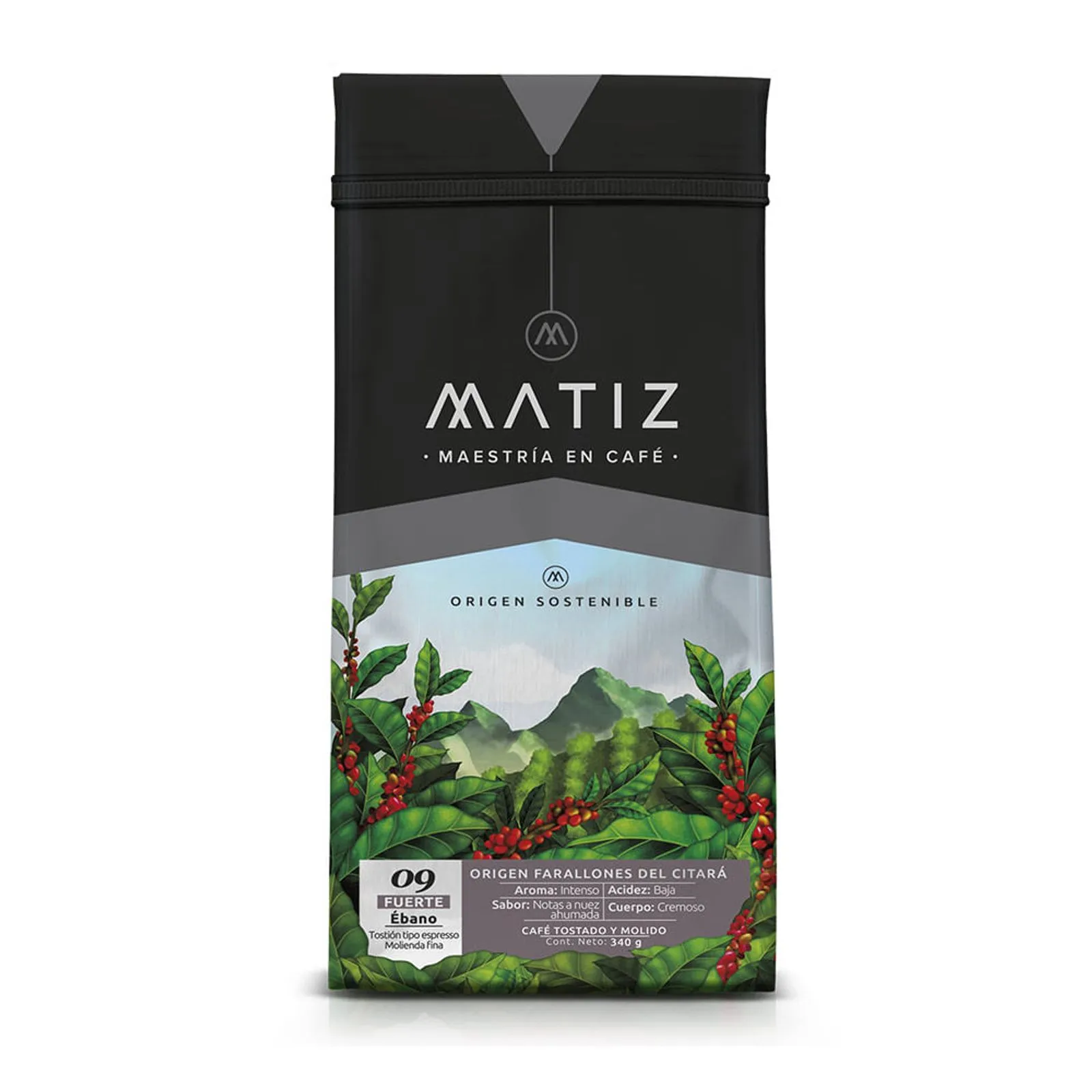 Matiz Strong Ebony Ground Coffee Ebano Fuerte Premium Intense Dark Roast - 340g