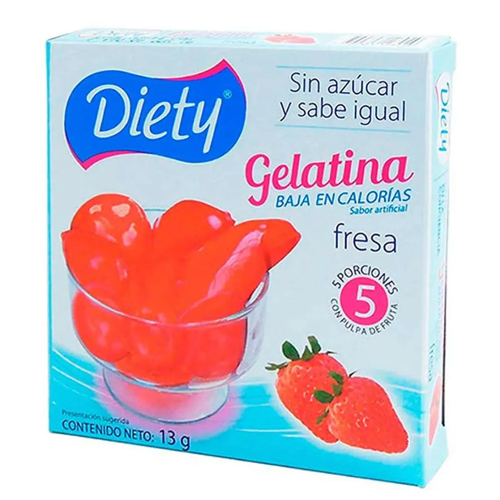 Diety No Sugar Jelly Low Calories Strawberry Flavor Gelatina Fresa 3-Pack 13g