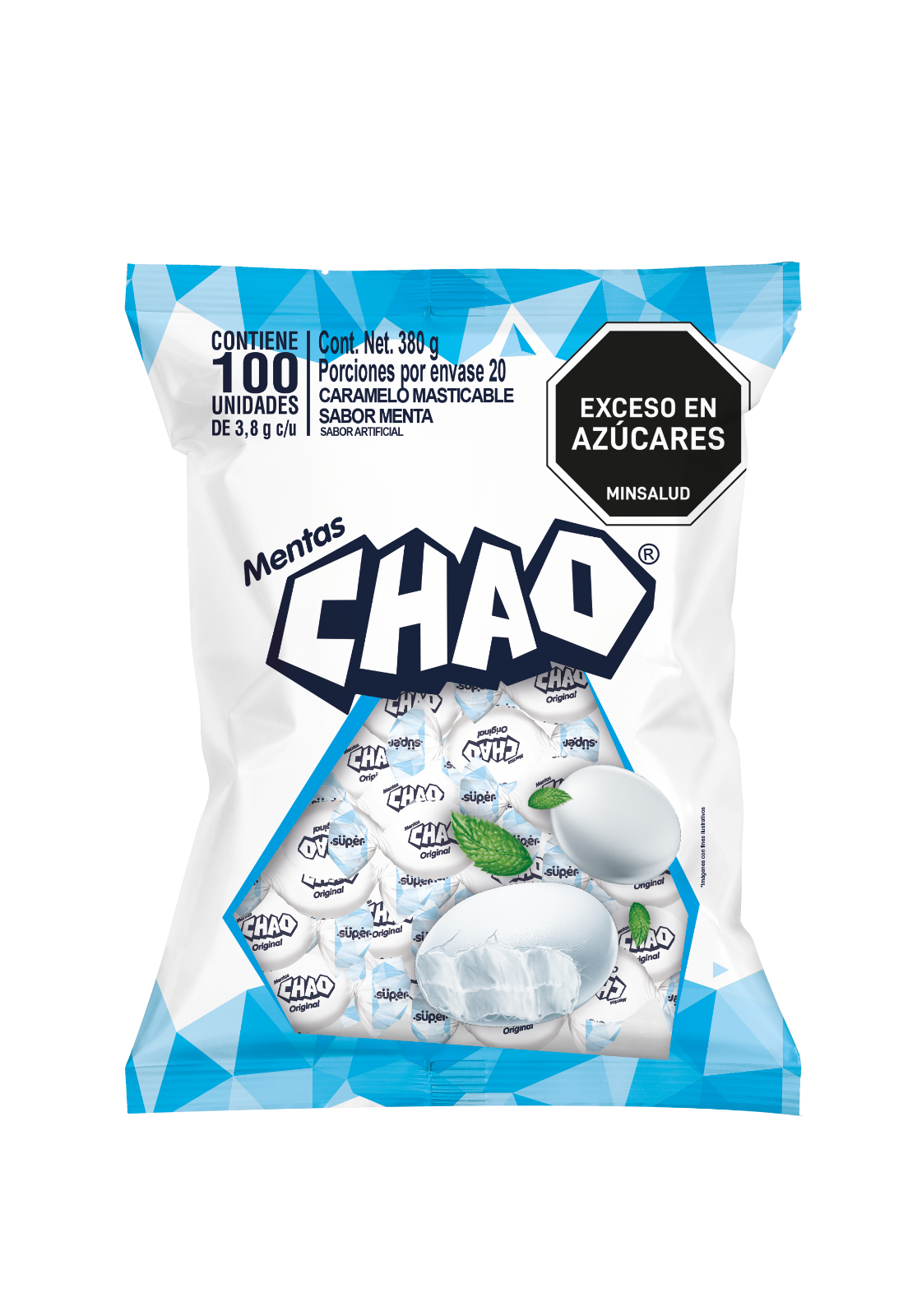 Super Alimentos Chao Chewy Mint Candy Caramelos Masticables 100-Pack 350g