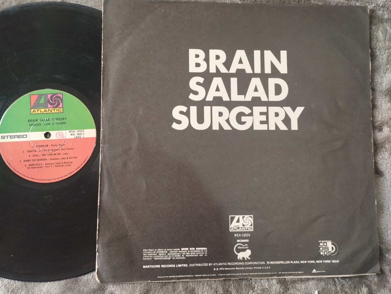 Emerson Lake & Palmer Brain Salad Surgery Atlantic Vinyl LP Record Prog Rock