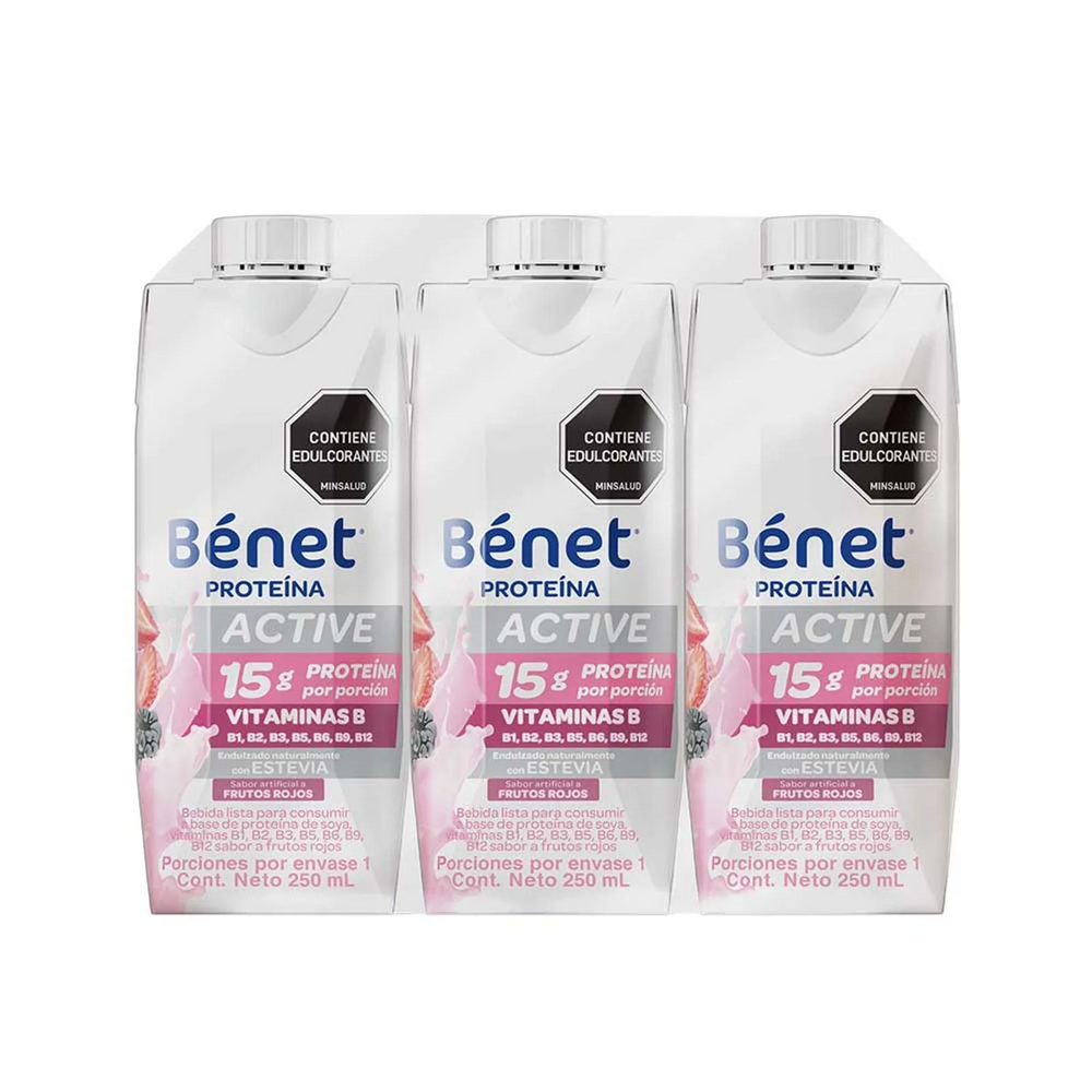 Benet Soy Protein Liquid Drink Red Fruits Flavor Nutritional 3-Pack - 750ml