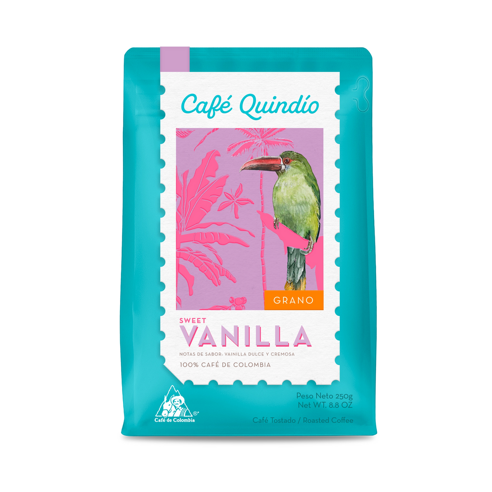 Café Quindío Cosecha Especial Granos de Café con Vainilla Mezcla 250g