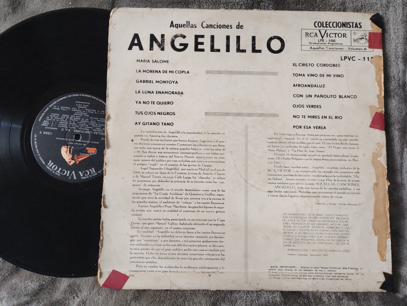 Angelillo Angelillo Volumen II RCA Victor Vinyl LP Record Traditional Flamenco