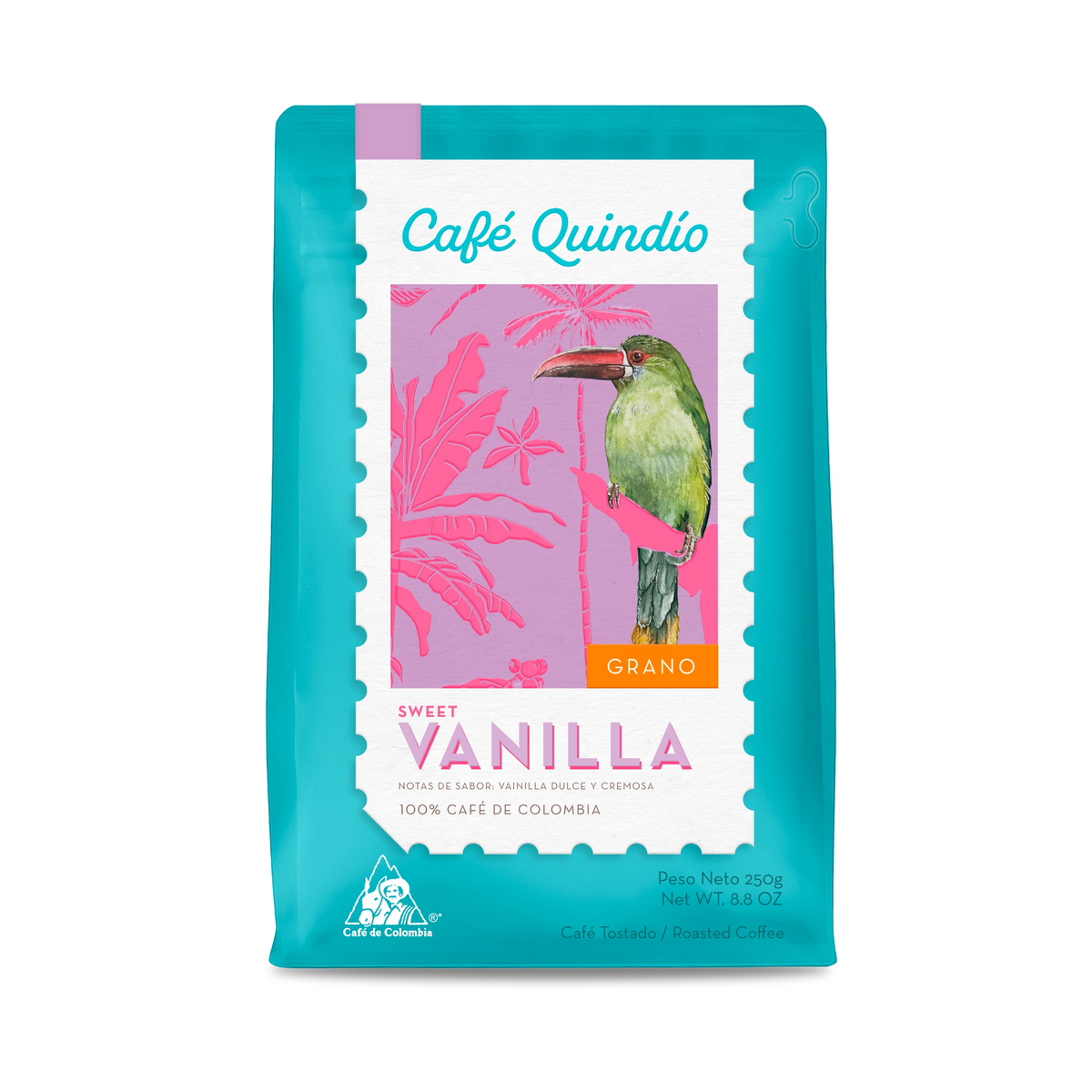 Cafe Quindio Special Harvest Vanilla Coffee Beans Granos de Vainilla Blend 250g