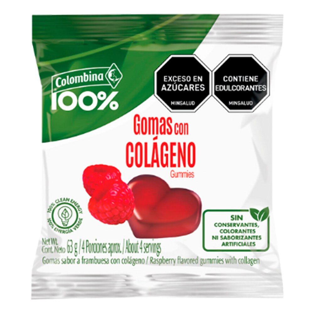 Colombina Gums 100% with Collagen Fruit Flavors Gomitas Healthy Pack - 63g