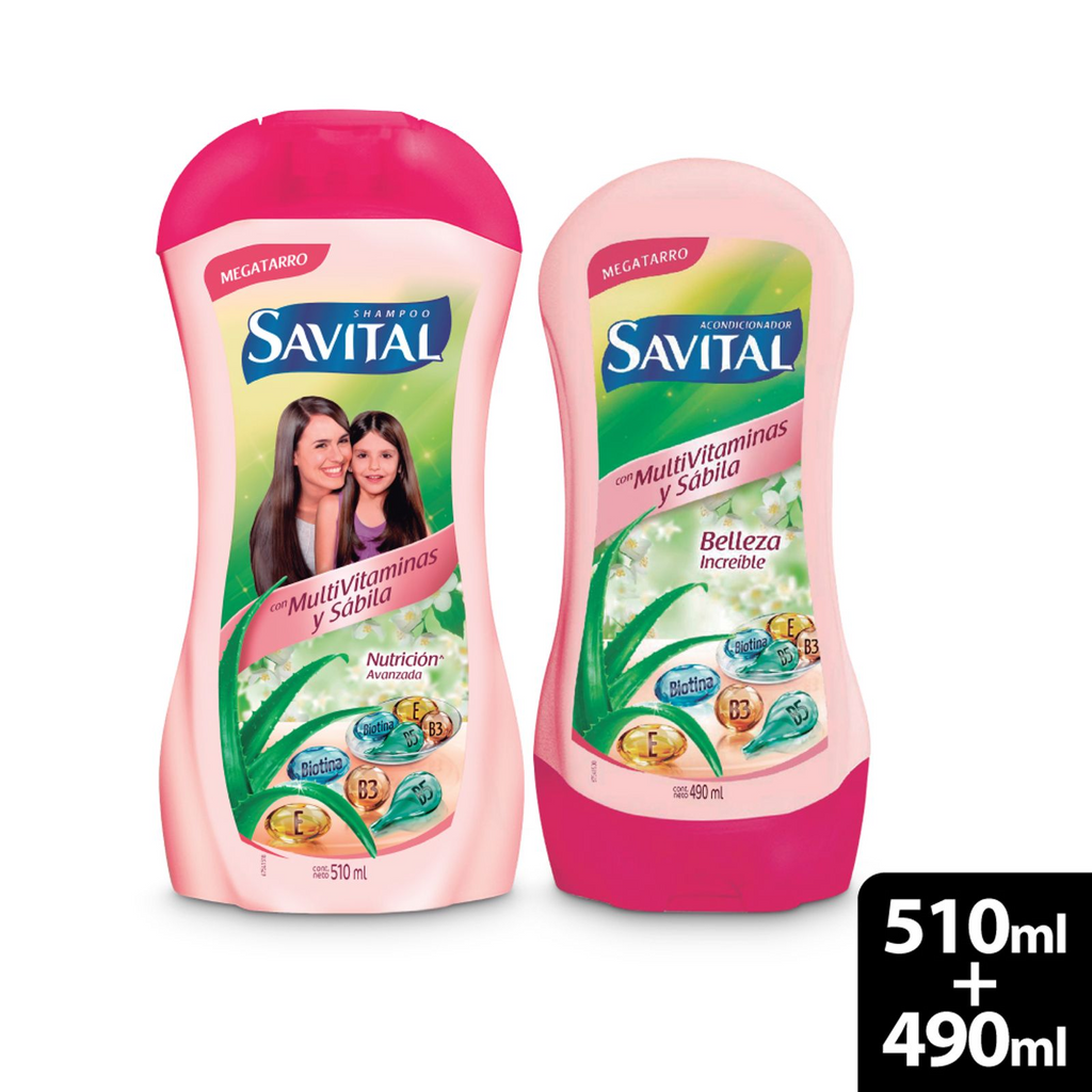 Colombian Savital Multivitamin Aloe Vera Shampoo 510ml + Conditioner 490ml