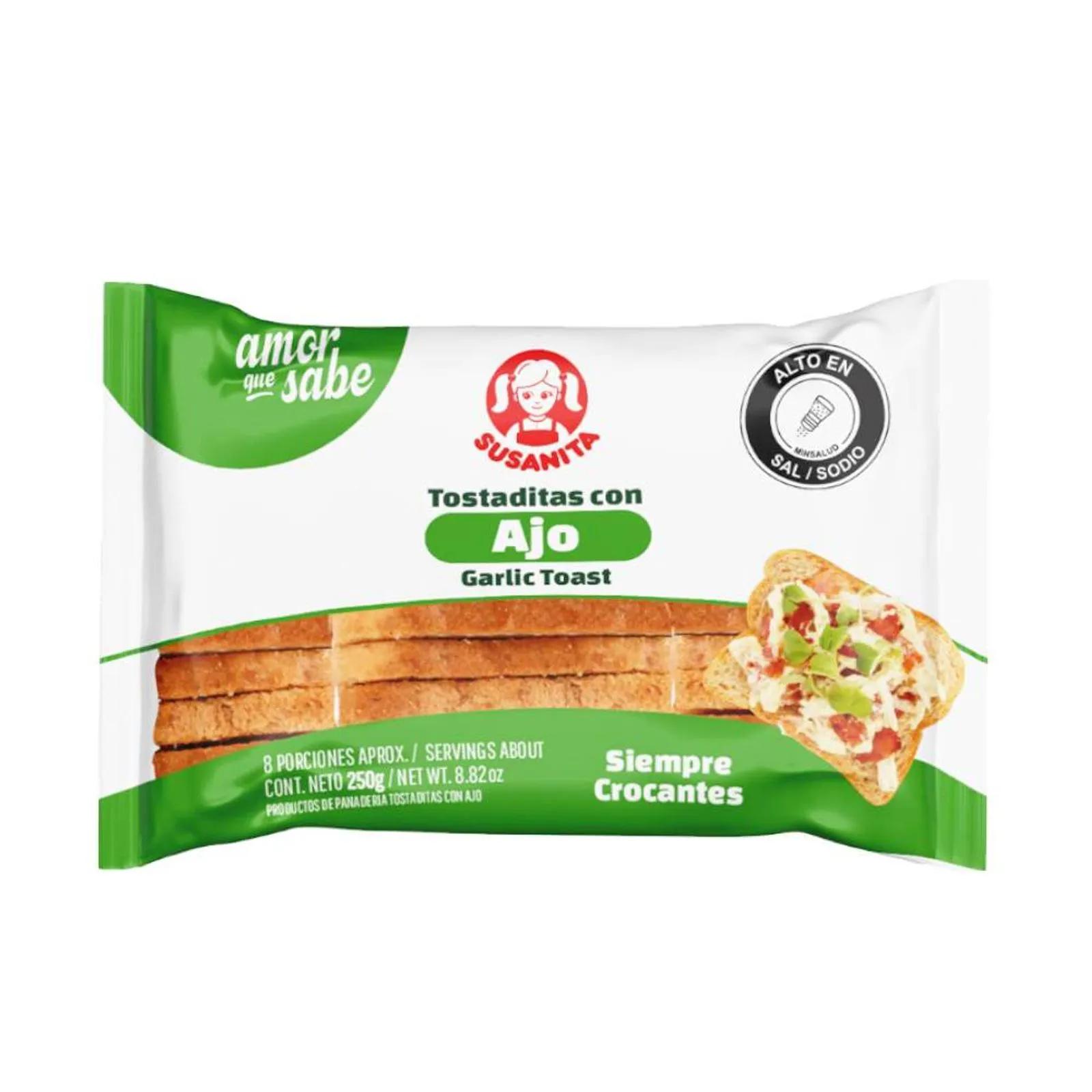Susanita Toasts Garlic Flavor Tostaditas con Ajo Crunchy Bread Snack - 250g