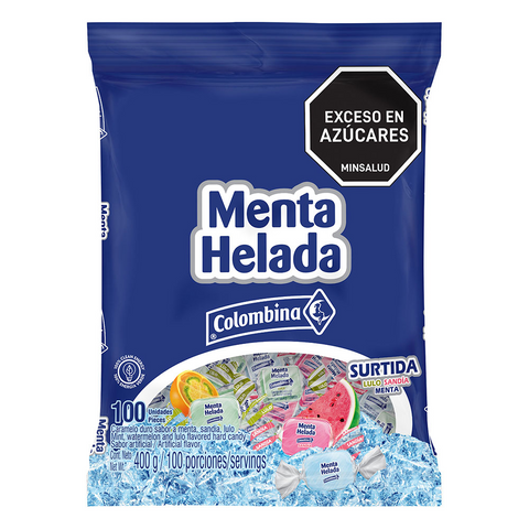 Colombina Iced Mint Assorted Flavors Refreshing Hard Candy Party Pack 100u 400g