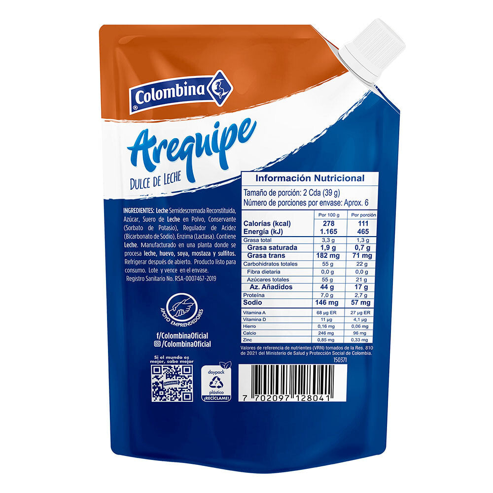 Arequipe Colombina Milk Caramel Dulce de Leche Spread Cream - 7.8 oz (220g)