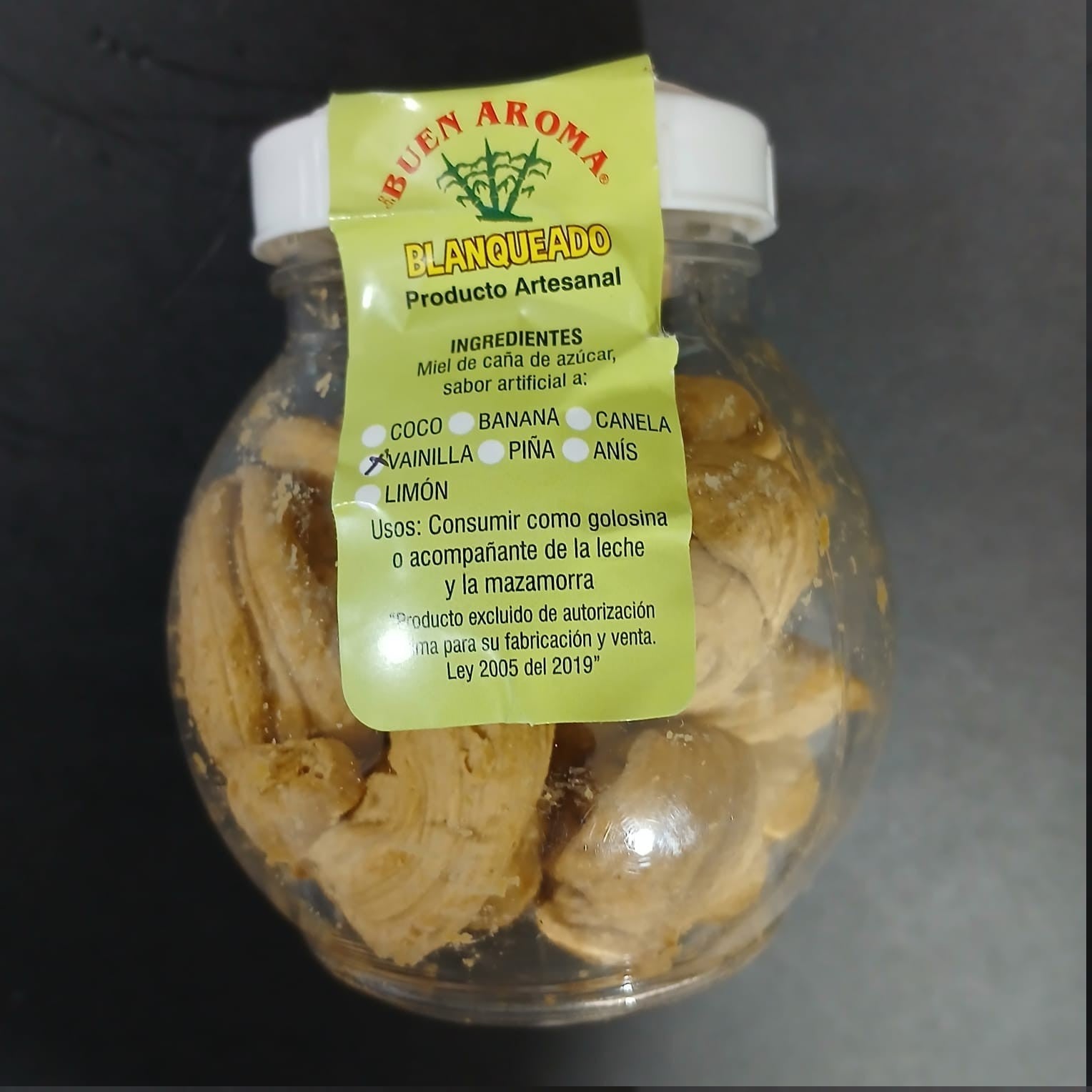 Original Cane Sugar Toffee Blanqueado Vanilla Buen Aroma Sweet Candy Grains 125g