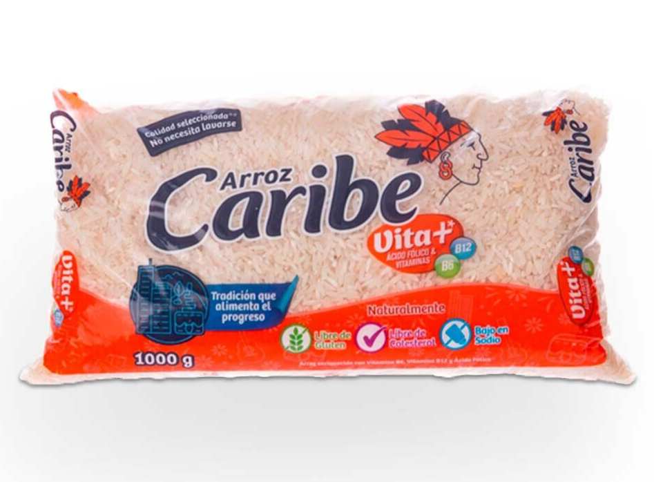 Caribe Vita White Rice Arroz Blanco Enriquecido Fortified Grains - 1 kg