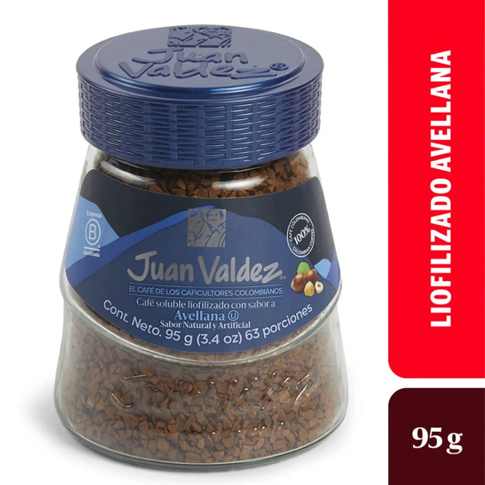 Juan Valdez Hazelnut Freeze Dried Instant Coffee Avellana Flavor - 3.4oz 95g