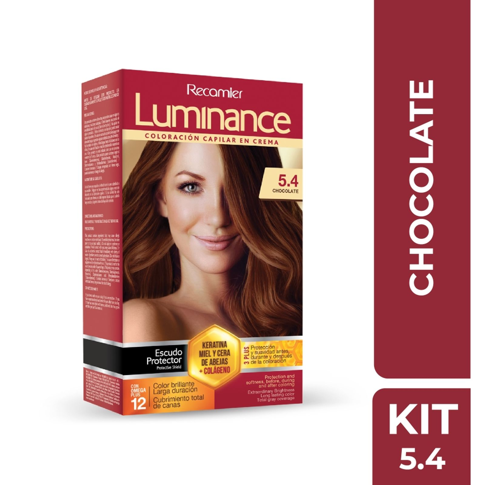 Recamier Hair Color 5.4 Chocolate Brown Permanent Cream Tinte Kit