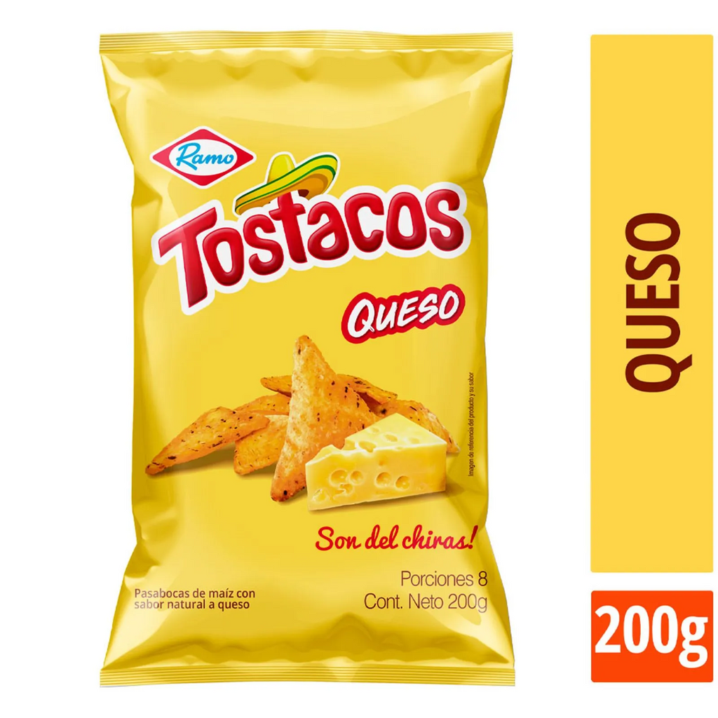 Ramo Tostacos Cheese Flavor Corn Snacks Crunchy Queso Maize Food Bag - 200g