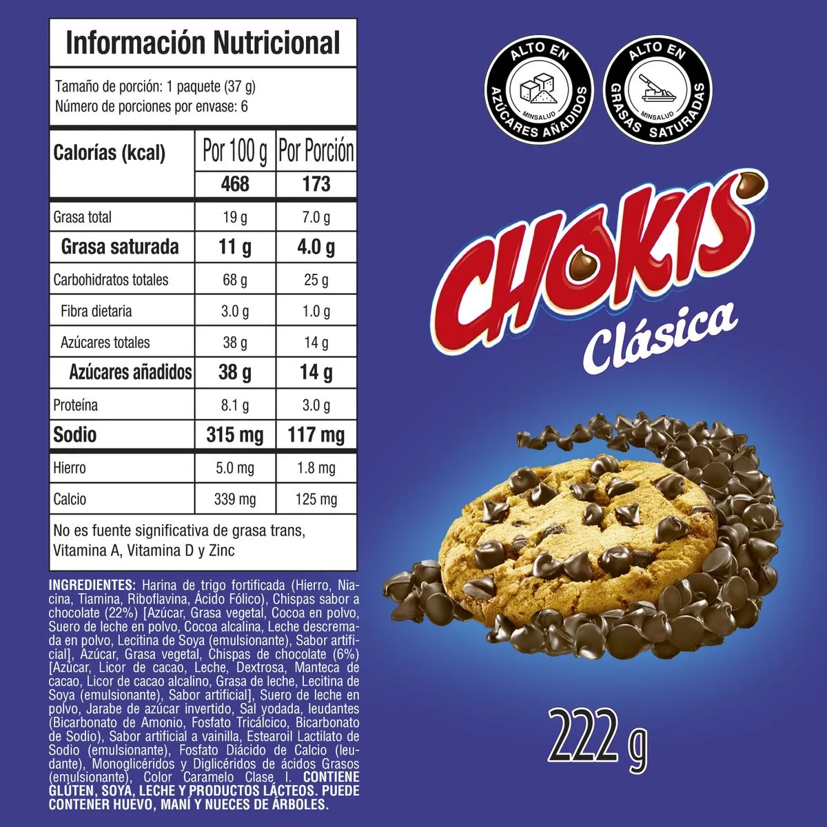 Chokis Chip Cookies Pack Crunchy Chocolate Biscuit Sweet Snacks 6-Units 220g