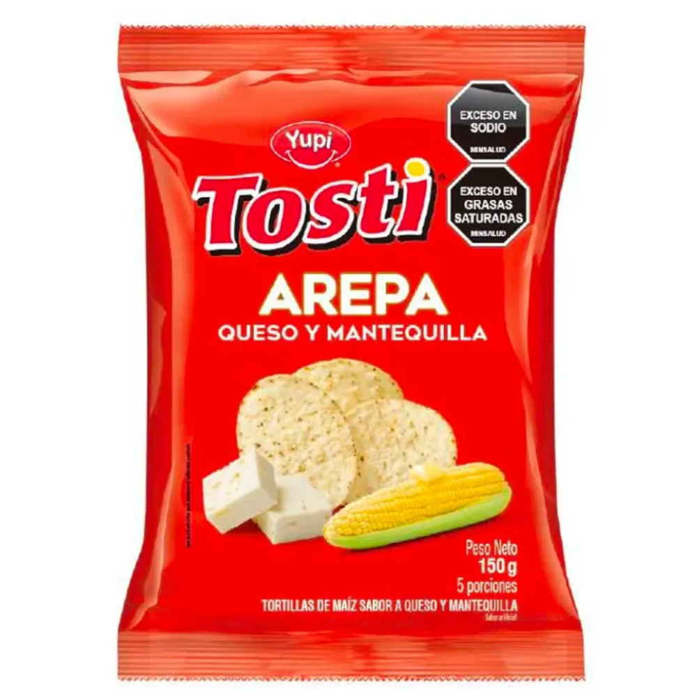 Yupi Tosti Arepas Cheese Butter Queso Mantequilla Corn Chips Snacks Pack