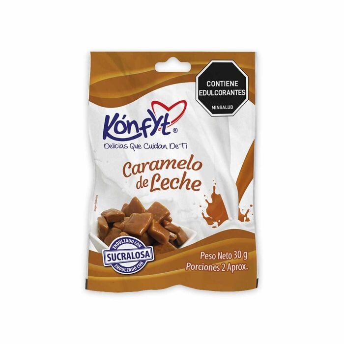 Konfyt Soft Candy Milk Flavor Sugar Free Caramelos de Leche Diet Bag - 30g