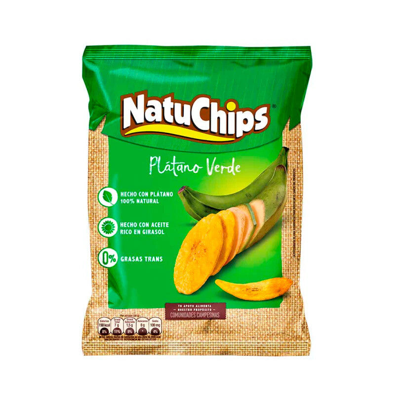 Natuchips Green Plantain Chips Platano Verde Salty Snacks - 2 Bags (135g)