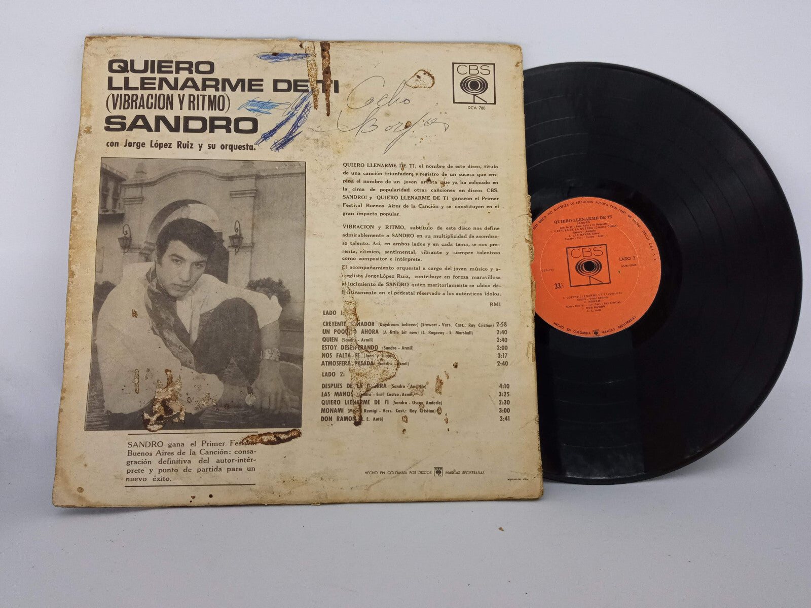 Sandro Quiero Llenarme De Ti Vibracion Y Ritmo CBS Vinyl LP Rare Argentina Pop