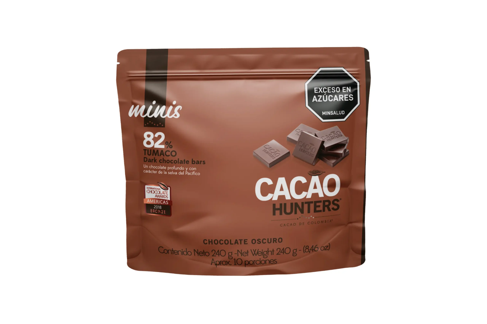 Cacao Hunters 85% Dark Chocolate Oscuro Premium Artisan Bars 10-Pack 240g