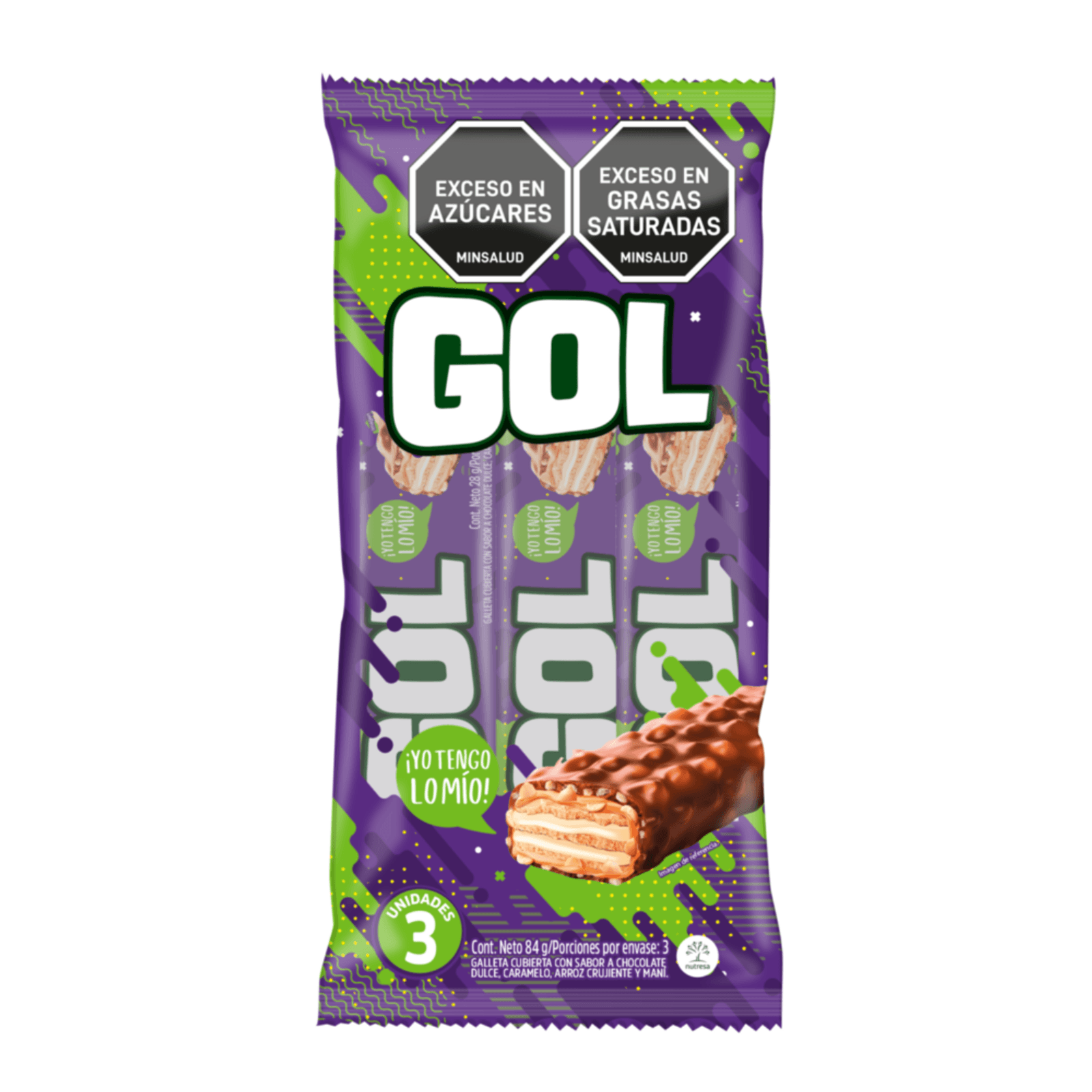 Gol Chocolate Cookie Bars Chocolatina Wafer Caramel Crunch 3-Pack - 84g
