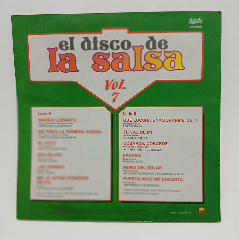 Various El Disco De La Salsa Vol 7 Talento Vinyl LP Record Vintage Salsa Comp