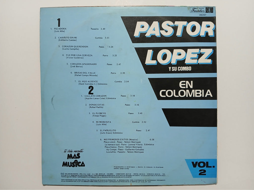 Pastor Lopez En Colombia Vol 2 Discos Fuentes Vinyl LP Record Classic Cumbia