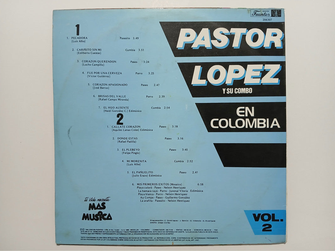 Pastor Lopez En Colombia Vol 2 Discos Fuentes Vinyl LP Record Classic Cumbia