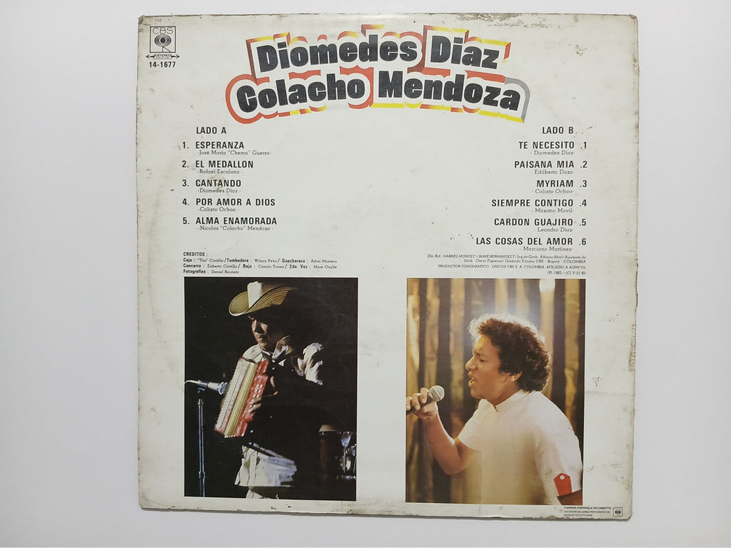 Diomedes Diaz Colacho Mendoza Cantando CBS Vinyl LP Record Classic Vallenato