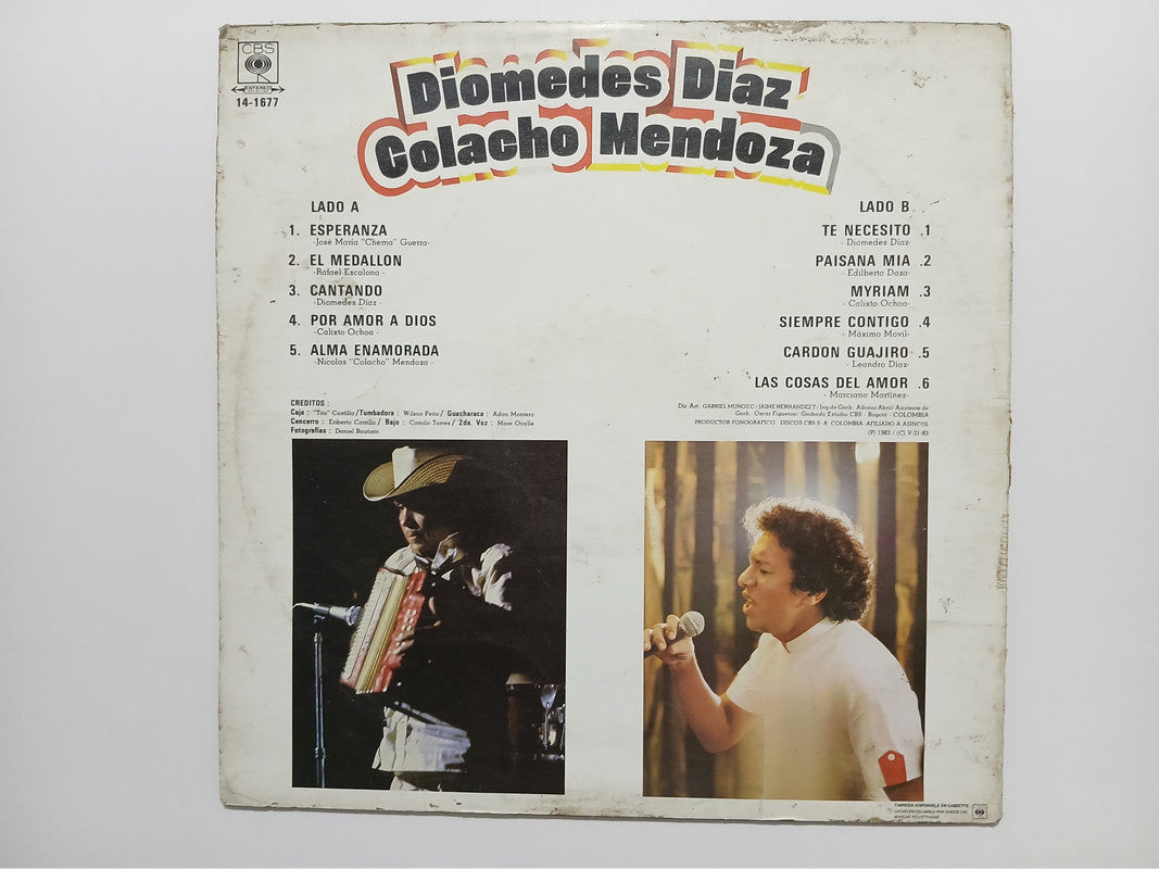 Diomedes Diaz Colacho Mendoza Cantando CBS Vinyl LP Record Classic Vallenato
