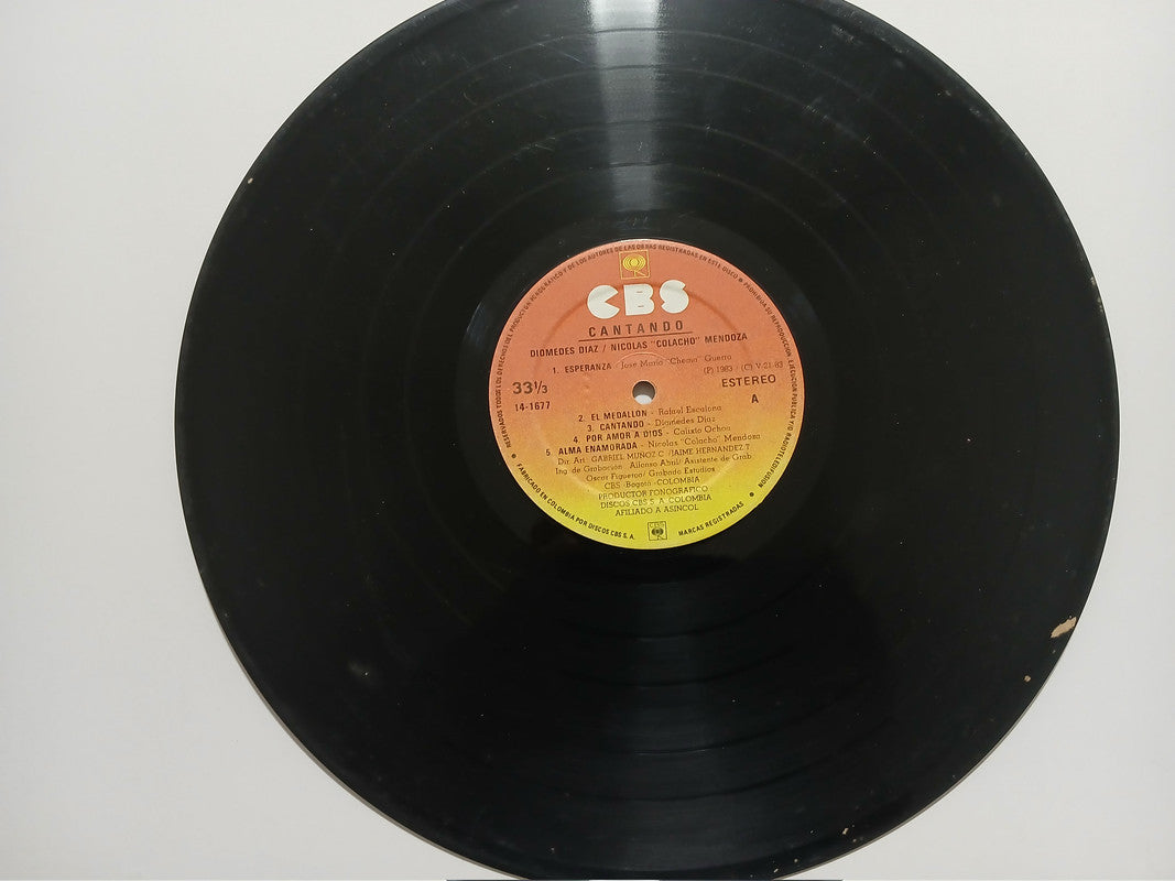 Diomedes Diaz Colacho Mendoza Cantando CBS Vinyl LP Record Classic Vallenato