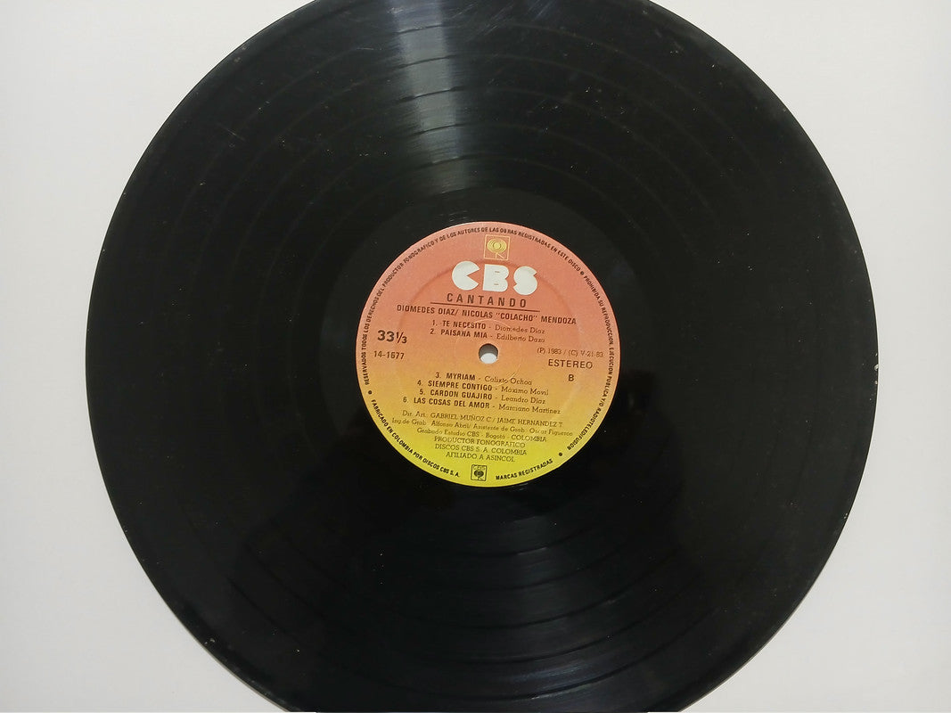 Diomedes Diaz Colacho Mendoza Cantando CBS Vinyl LP Record Classic Vallenato