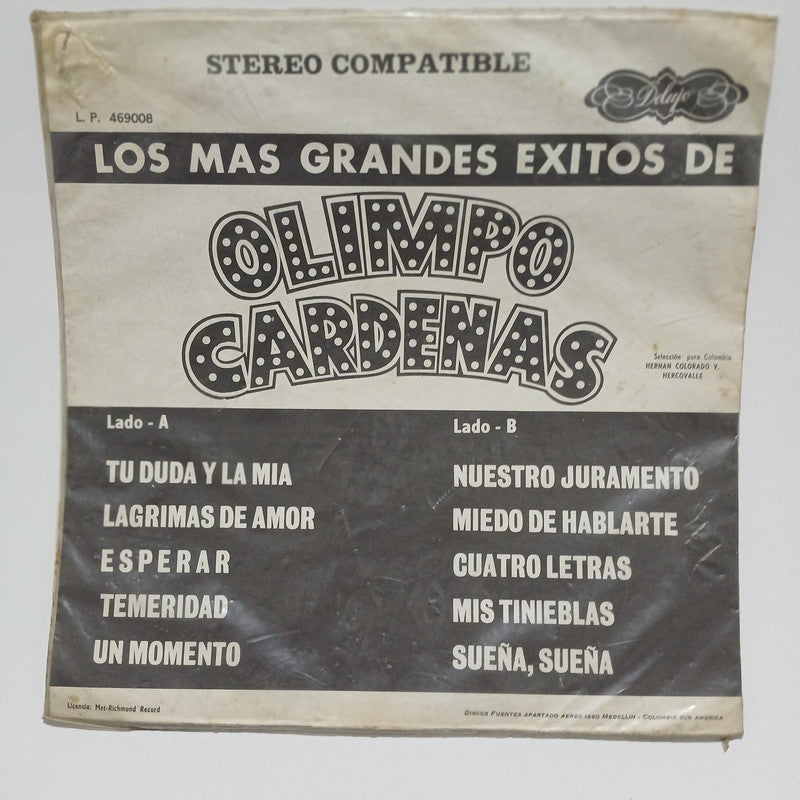 Olimpo Cardenas Los Mas Grandes Exitos Delujo Vinyl LP Record Vintage Bolero